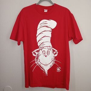 Cat In The Hat VTG Y2K Movie Graphic Short Sleeve Tee T-Shirt Red Mens Large L